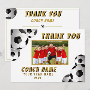 Soccer Football Coach Name Photo Thank You Card