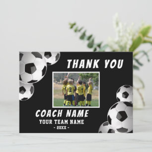 Soccer Football Coach Name Photo Thank You Card