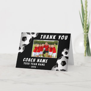 Soccer Football Coach Name Photo Thank You Card