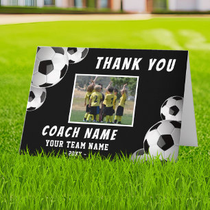 Soccer Football Coach Name Photo Thank You Card