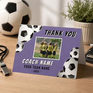 Soccer Football Coach Name Photo Thank You Card