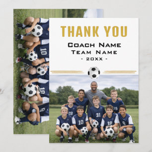 Soccer Football Coach Team Photo Thank you Card