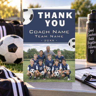 Soccer Football Coach Team Photo Thank You Card