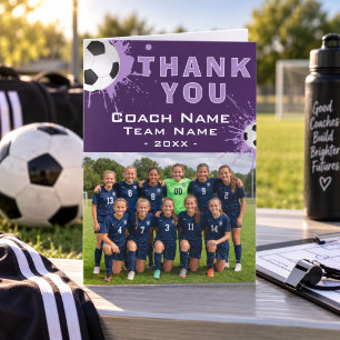 Soccer Football Coach Team Photo Thank you Card