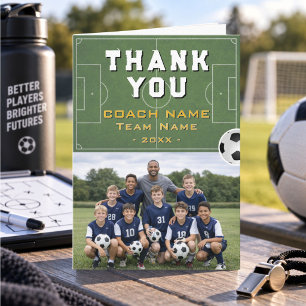 Soccer Football Coach Team Photo Thank You Card
