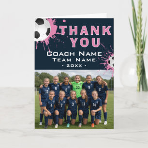 Soccer Football Coach Team Photo Thank you  Card