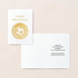 Soccer Football Coach Thank You Foil Card