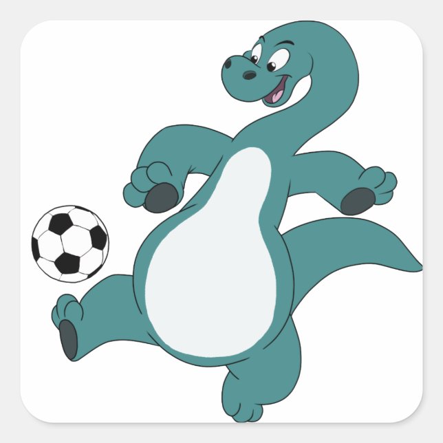 Soccer Football Dinosaur Square Sticker (Front)