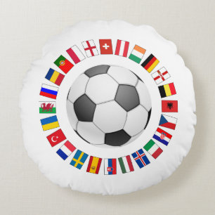 Soccer Football European Championship 2016 Round Cushion
