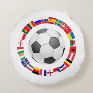 Soccer Football European Championship 2016 Round Cushion