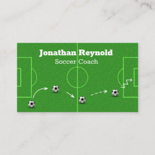 Soccer Football Field Ball Game Plan Coach Business Card