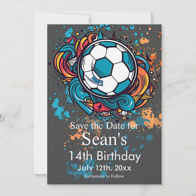 Soccer, Football, Futbol Birthday Save The Date (Front)