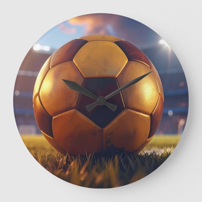 Soccer Football - Golden Ball Large Clock (Front)