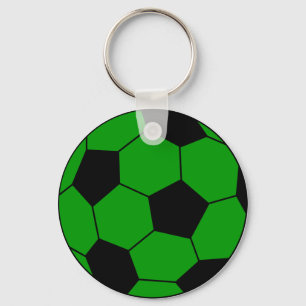 Soccer football green and black key ring