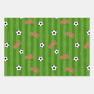Soccer Football Green Sports Field Wrapping Paper Sheet