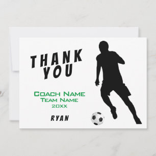 Soccer Football Green Thank you Coach Card