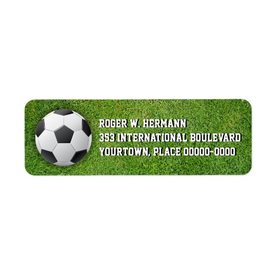 Soccer Football in the Grass Return Address Label