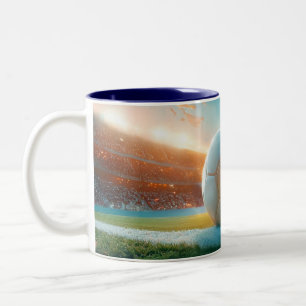 Soccer Football in white Two-Tone Coffee Mug