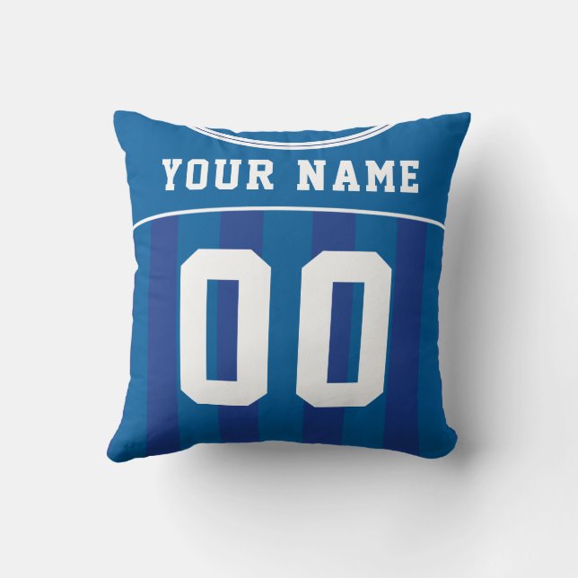 Soccer Football Jersey Name Number Blue Template Cushion (Back)
