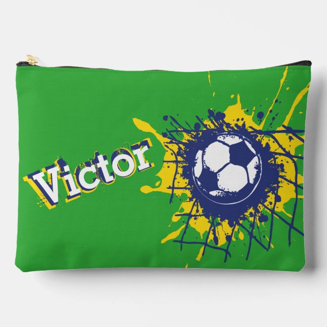 Soccer football net splat boys name pencil case accessory pouch (Front)
