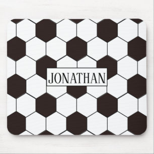 Soccer Football pattern Customisable Own name Mouse Pad