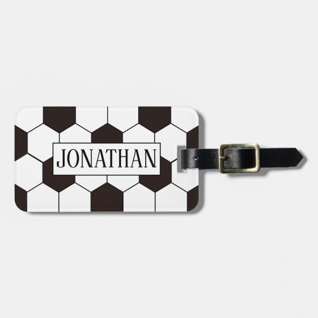 Soccer | Football pattern Luggage Tag (Front Horizontal)