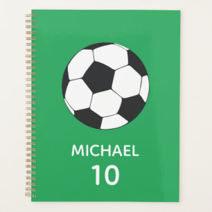 Soccer Football Personalised Name And Number Green Planner