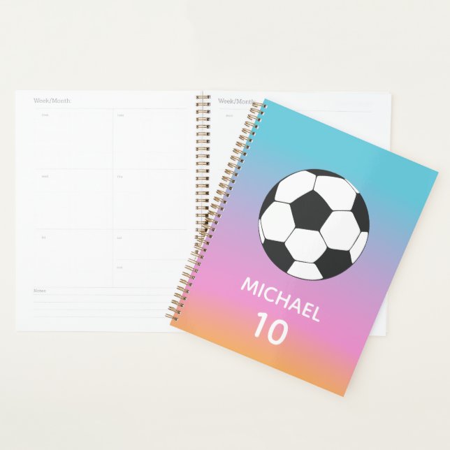 Soccer Football Personalised Name And Number Planner (Display)