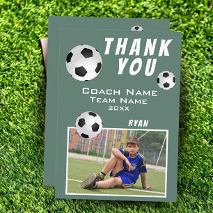 Soccer Football Photo Coach Thank You Card