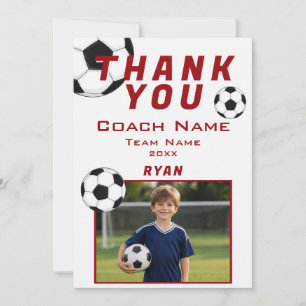 Soccer Football Photo Player Team Coach Thank You Card