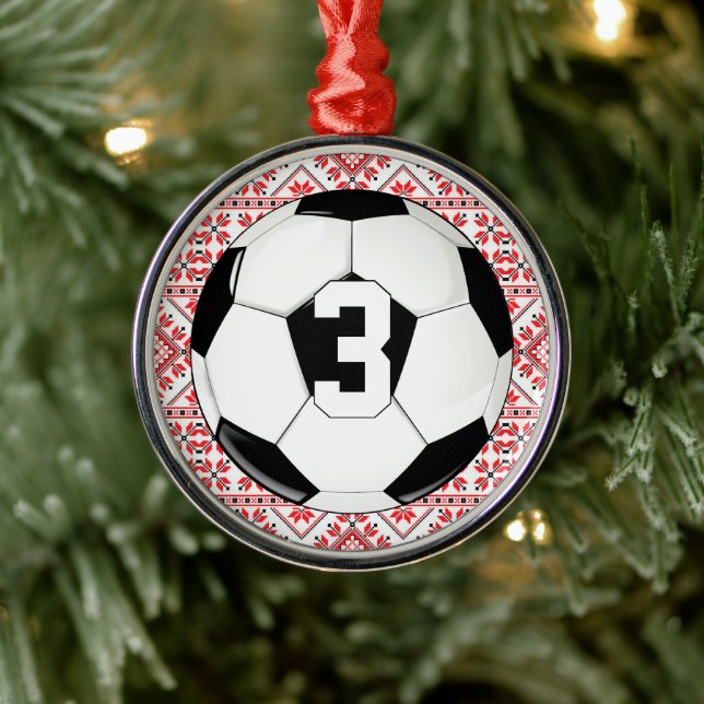 Soccer (Football) Player Jersey Number Christmas Metal Ornament (Tree)