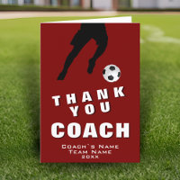 Soccer Football Player Red Thank you Coach Card