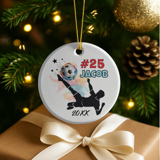 soccer football player sports team personalised ceramic ornament (Creator Uploaded)