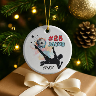 soccer football player sports team personalized ceramic ornament