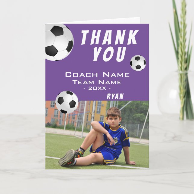 Soccer Football Purple Thank you Coach Photo  (Front)
