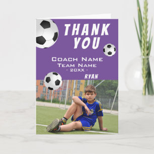 Soccer Football Purple Thank you Coach Photo  Card