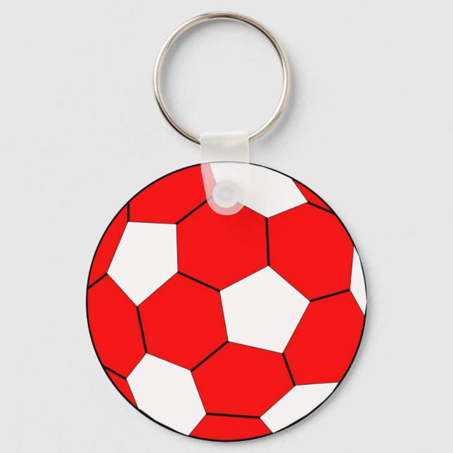 Soccer football red and white key ring (Front)
