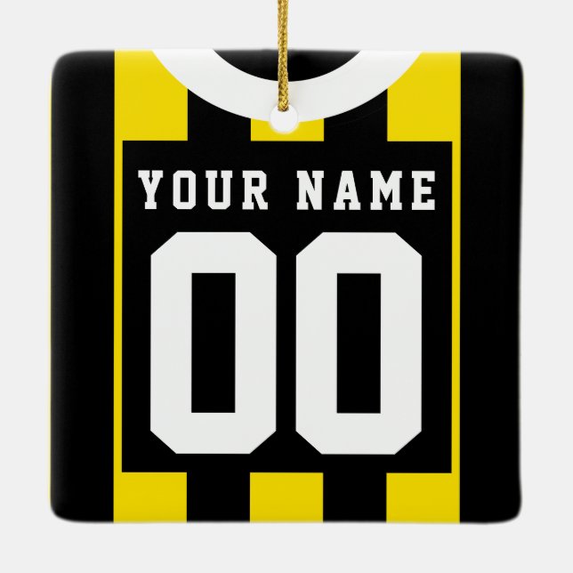 Soccer Football Rugby Jersey Name Number Template Ceramic Tree Decoration (Back)