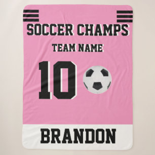 Soccer football sport pink personalised player gol sherpa blanket