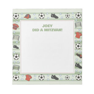 Soccer Football Sport Theme Personalized Mitzvah Notepad