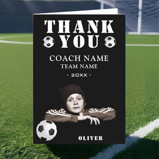 Soccer Football Sports Photo Coach  Thank You Card (Creator Uploaded)