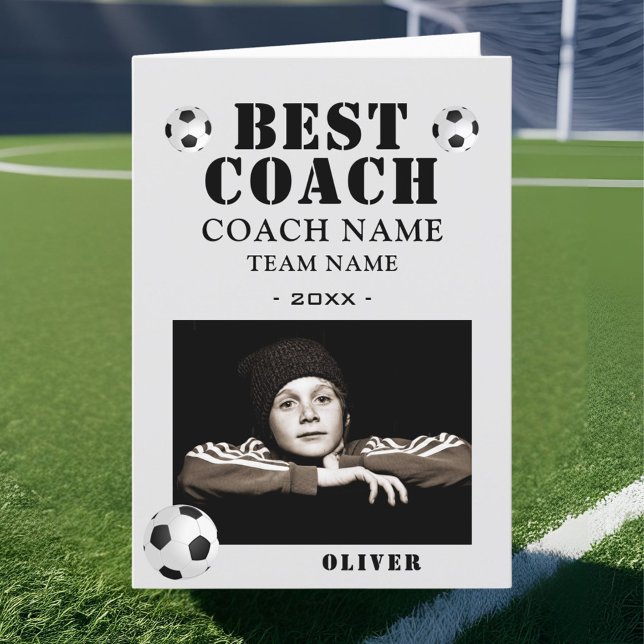 Soccer Football Sports Photo Coach  Thank You Card (Creator Uploaded)