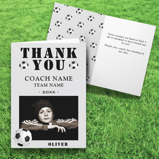 Soccer Football Sports Photo Coach  Thank You Card (Creator Uploaded)