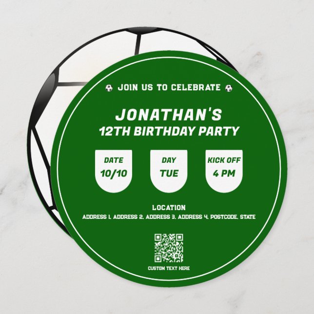 Soccer Football Theme Birthday Party Event Invitation (Front/Back)