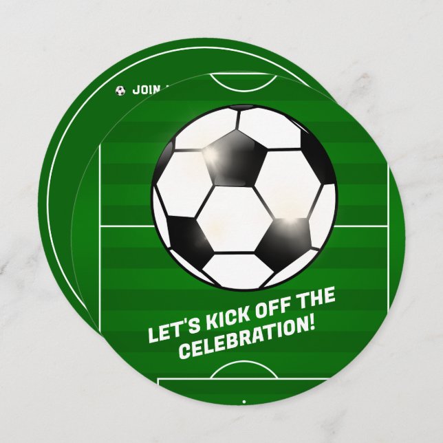 Soccer Football Theme Birthday Party Event Invitation (Front/Back)