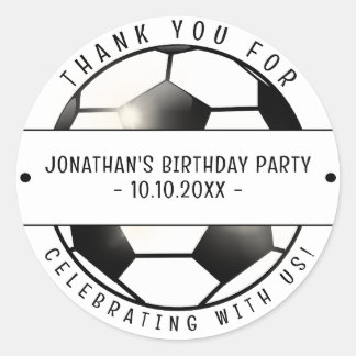 Soccer Football Theme Birthday Party Thank You Classic Round Sticker