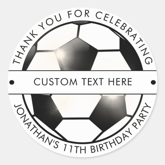 Soccer Football Theme Birthday Party Thank You Classic Round Sticker (Front)