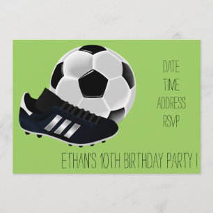 Soccer / football themed boys birthday party invitation