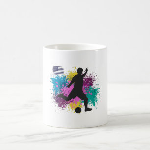 Soccer Football USA Grungy Colour Splashes Coffee Mug