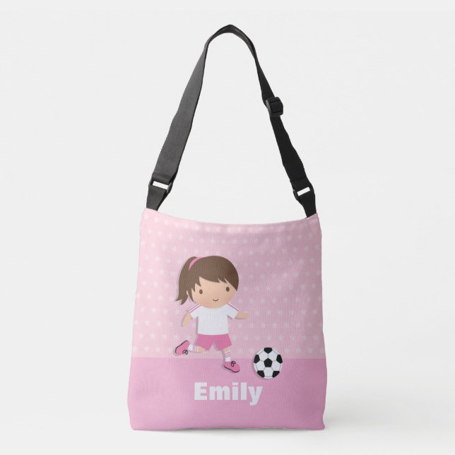 Soccer Footballer Girl Pink Personalised Tote Bag (Front)